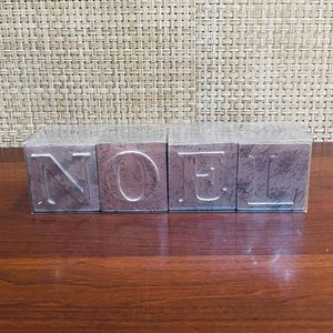 🎄NIB NOEL Vintage Style Silver Tabletop Decor Blocks